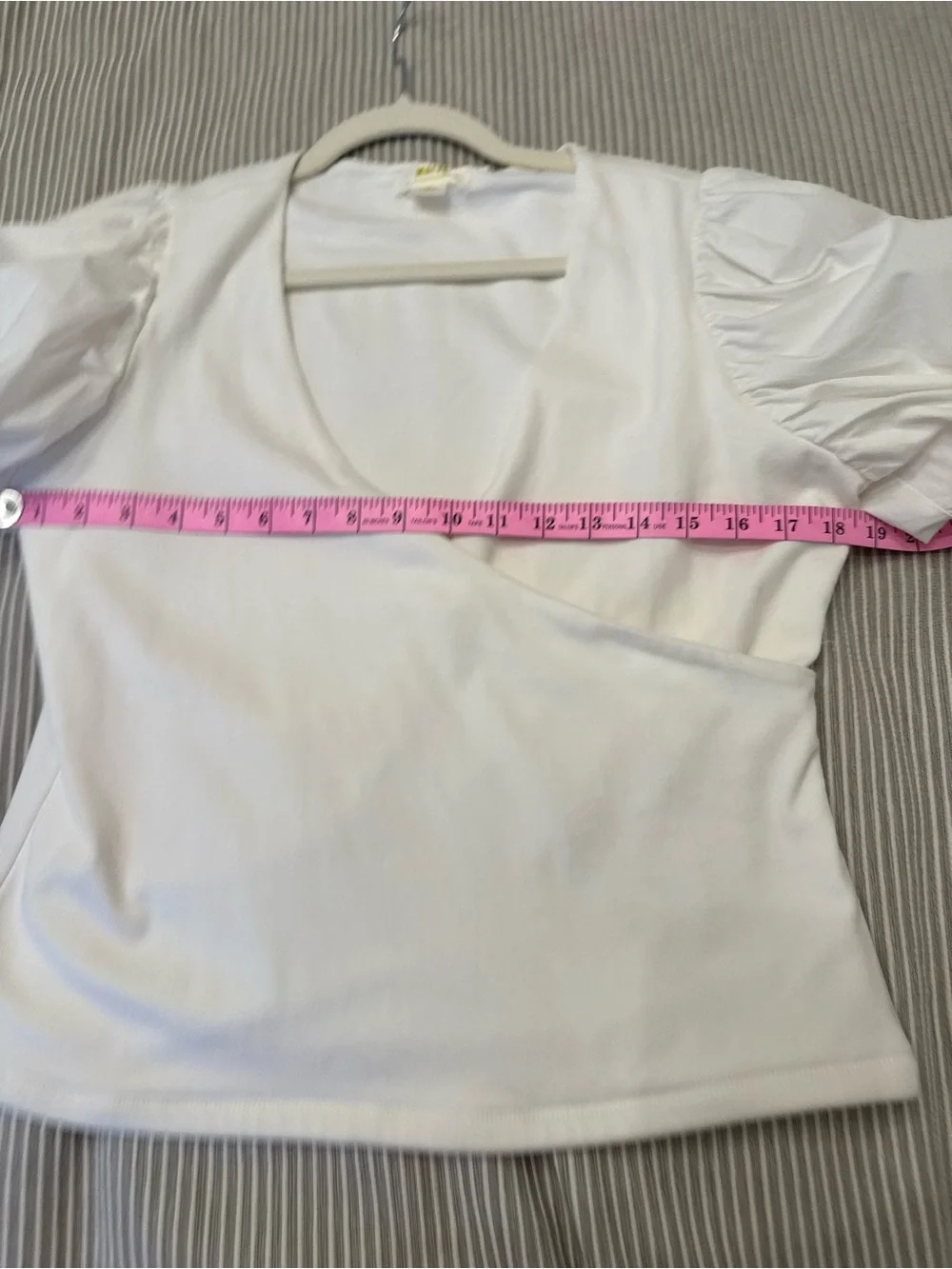 Maeve Anthropologie White Puff Sleeve Wrap Top, Size LP